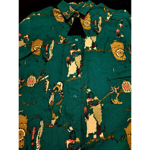 Panhandle Slim Vintage Womens Button Up Cut Outs On Front & Back Sz XS Dk Green